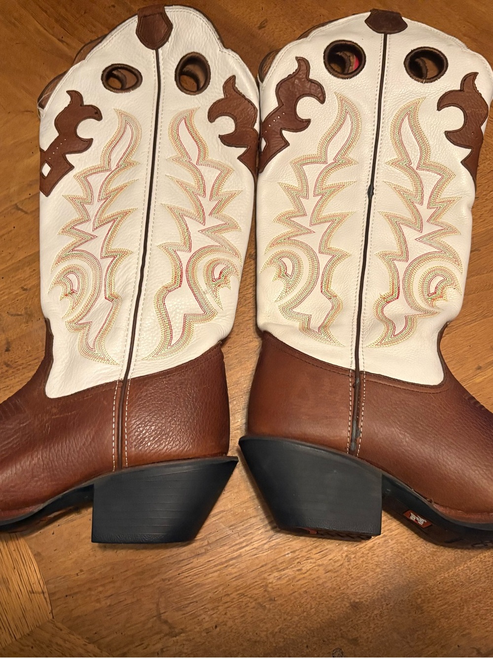 Tony Lama RR2007 Women’s 7.5 B Brown Cream Leather Western Cowboy Boots